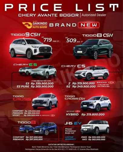 Pricelist Harga Chery sentulcity 2025